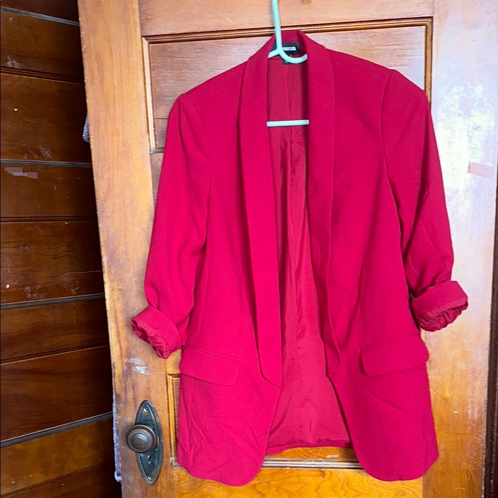 Express Red Oversized Quarter-Sleeve Women's Blazer